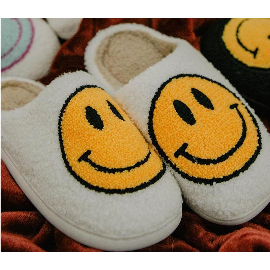Happy Face Slippers (White)