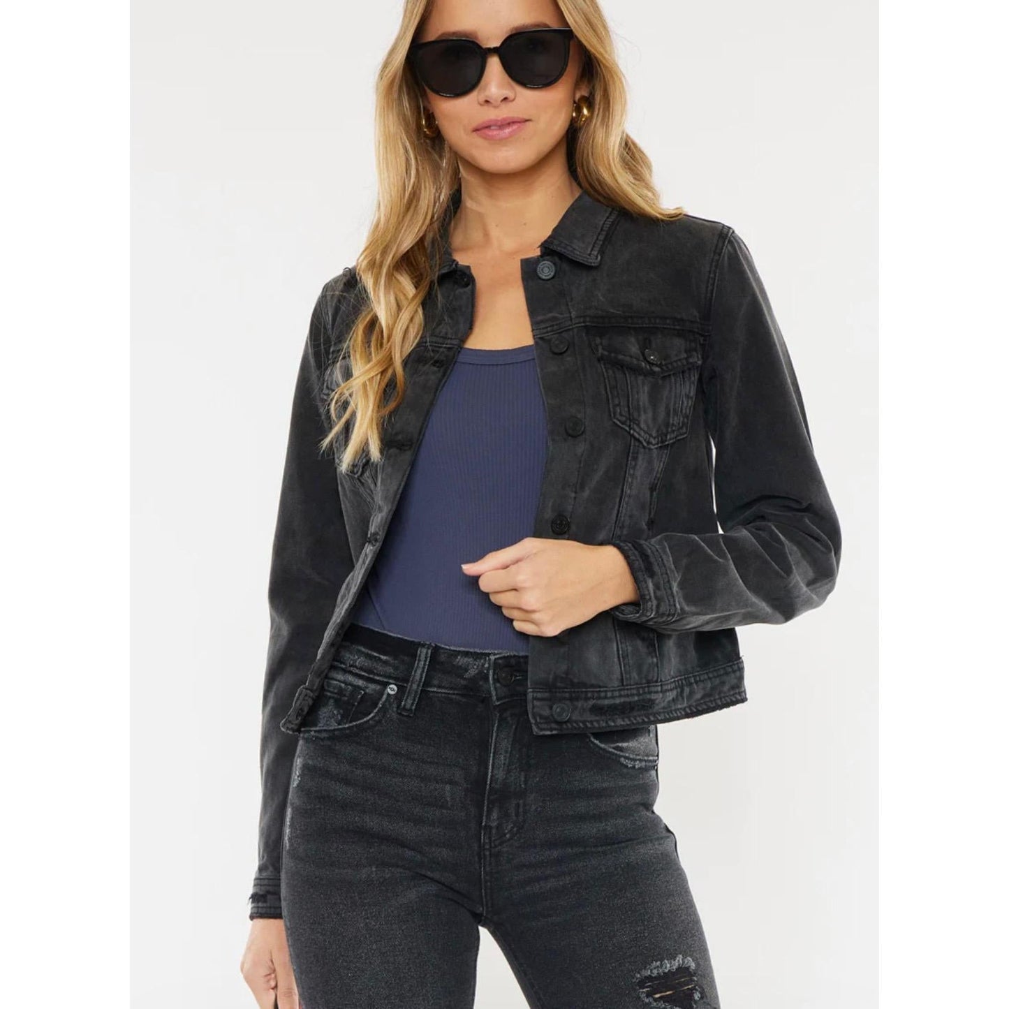 KanCan Henney Classic Trucker Jacket (Dark Grey)
