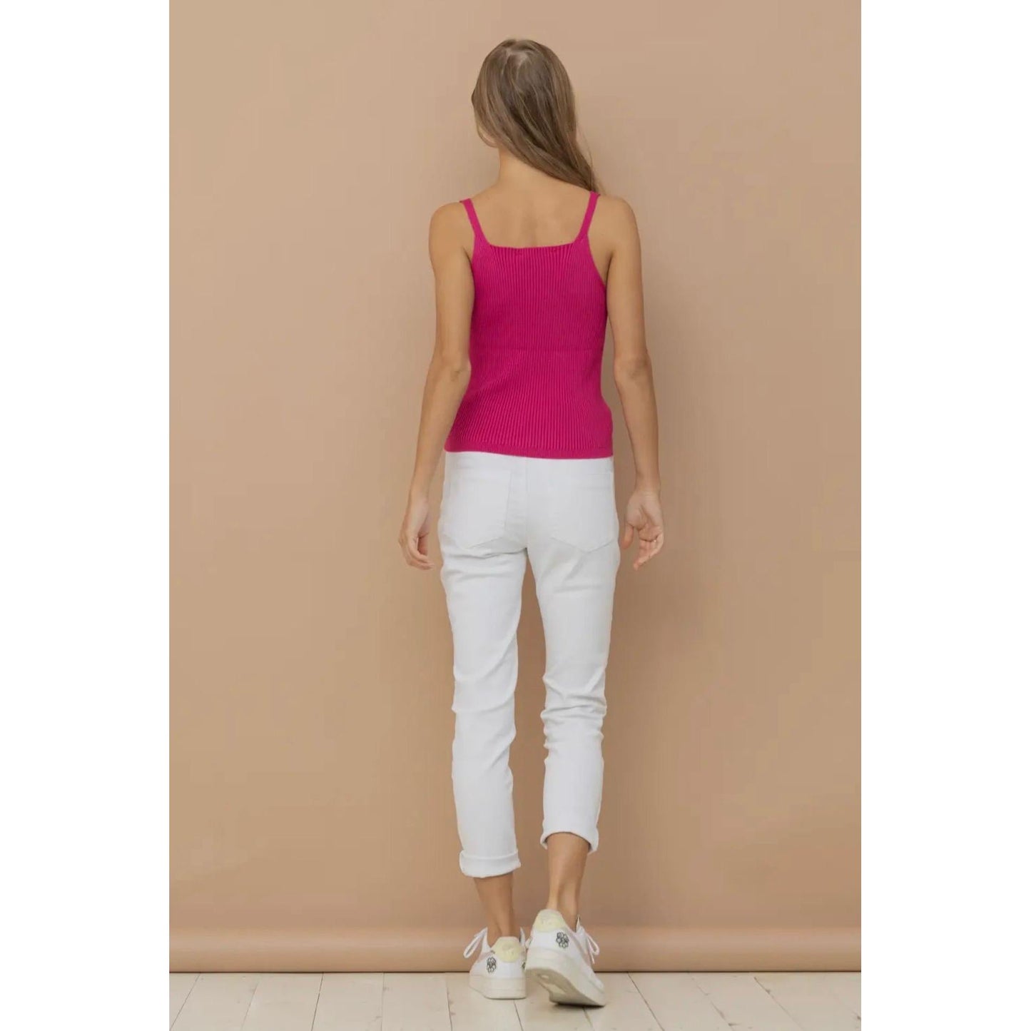 Essential Sweater Knitted Tank Cami (Hot Pink)