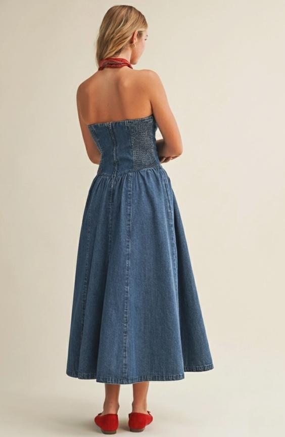 Detachable Strap Denim Dress