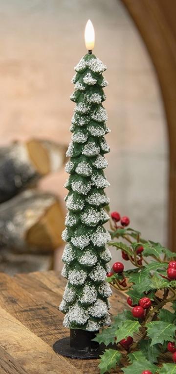 Green Flocked Christmas Tree Led Timer Taper