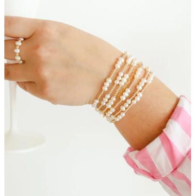 Beaded Blondes ILY Coastal Pearl Bracelet in Gold
