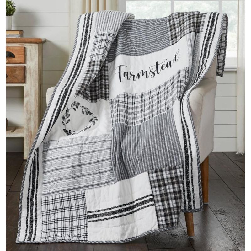 Sawyer Mill Black Stenciled Patchwork Throw (50x60)