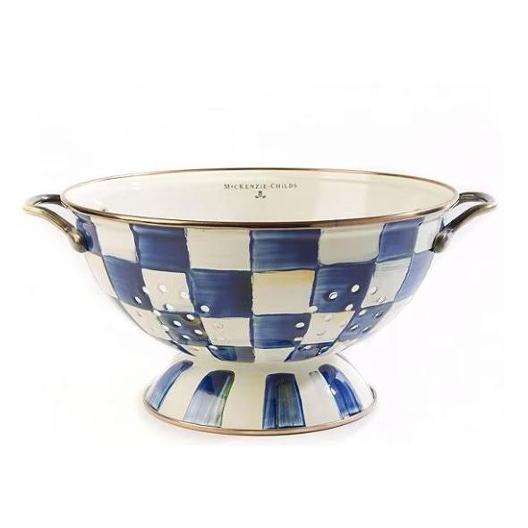 Mackenzie Childs Royal Check Enamel Colander (Small)