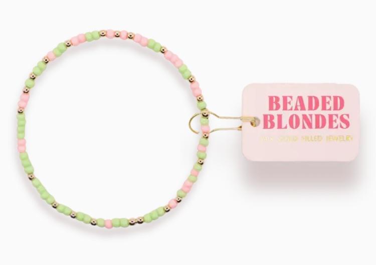 Beaded Blondes Light Pink and Light Green Sprinkle Bracelet