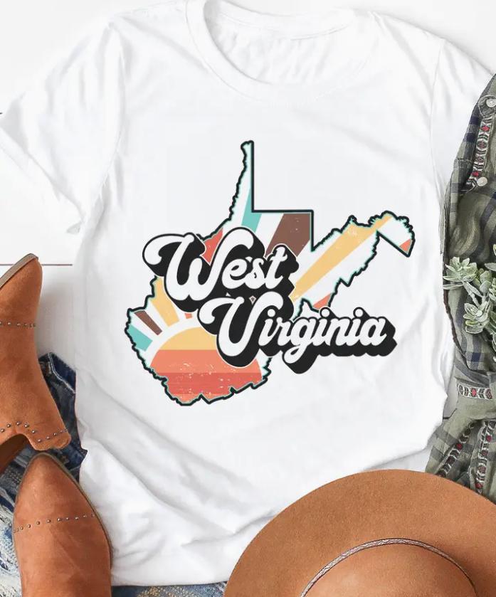 West Virginia Retro State Graphic Tee (White)