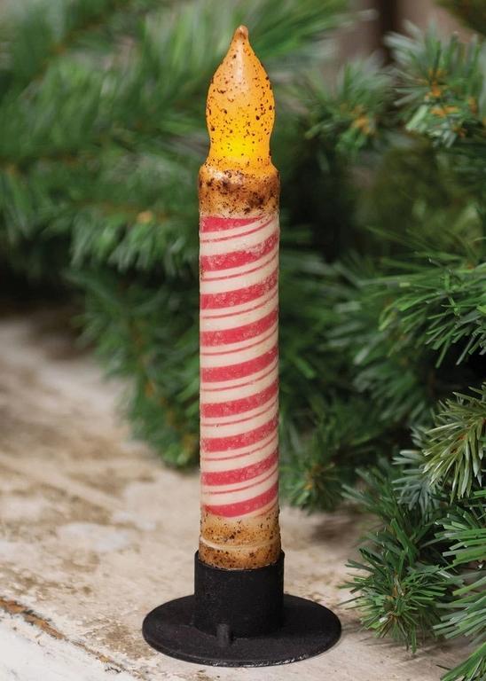 Grungy Glitter Candy Cane Stripe Timer Taper