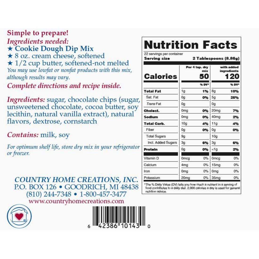 Country Home Creations Cookie Dough Dip Mix