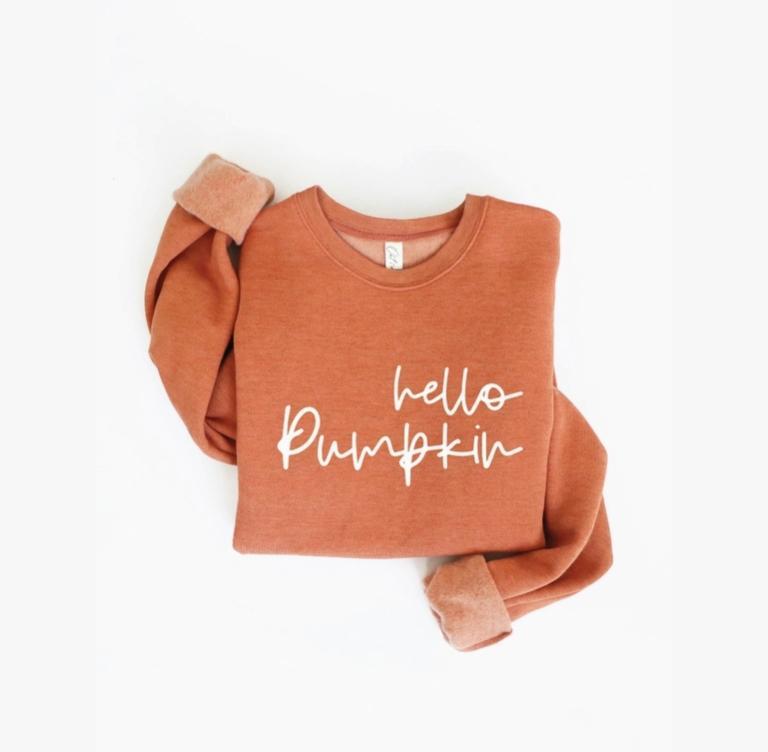 Hello Pumpkin Graphic Sweatshirt (Autumn Leaf)
