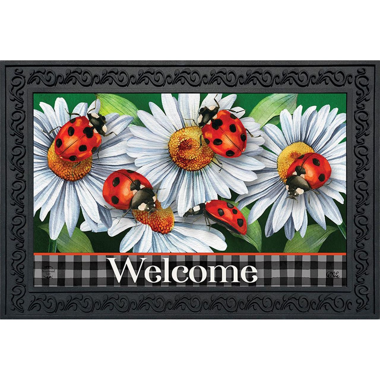 Ladybugs and Daisies Doormat