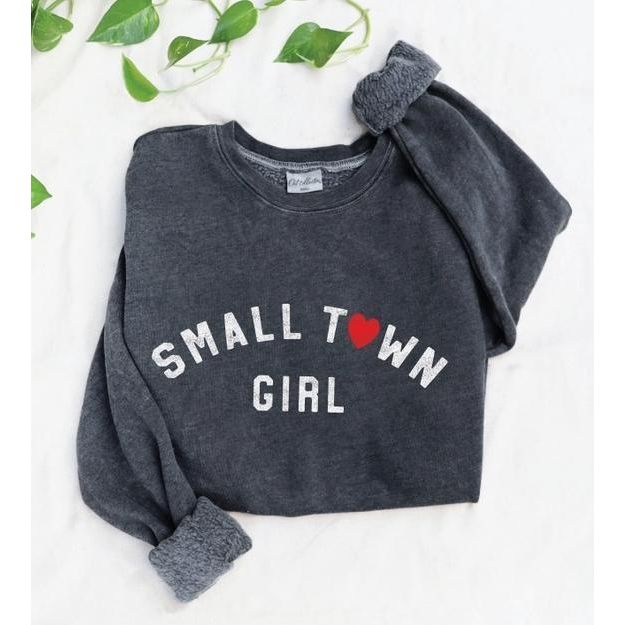 Small Town Girl Mineral Graphic Sweatshirt (Vintage Black)