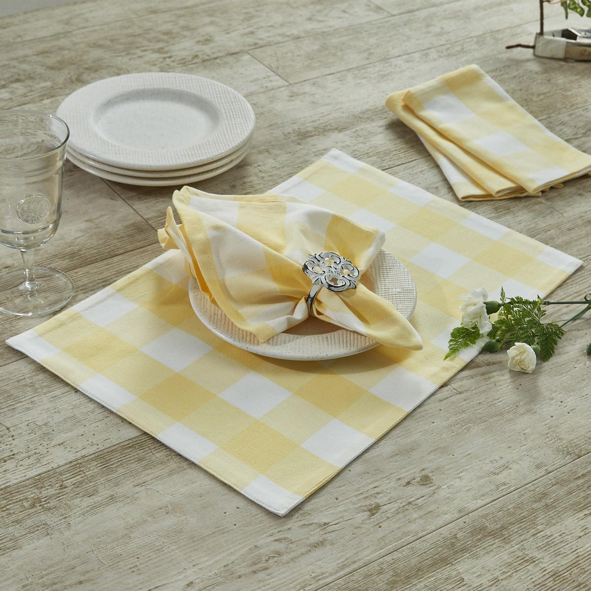 Park Design Wicklow Check Backed Placemat (Yellow)