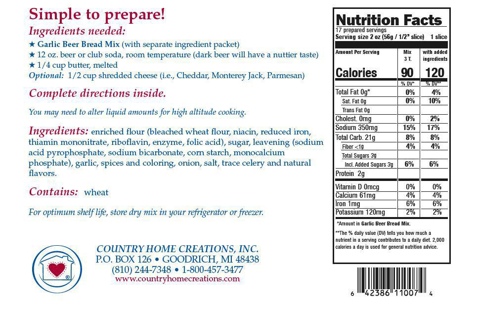 Country Home Creations Garlic Beer Bread Mix