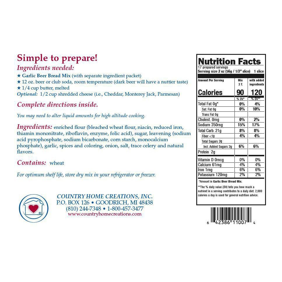 Country Home Creations Garlic Beer Bread Mix