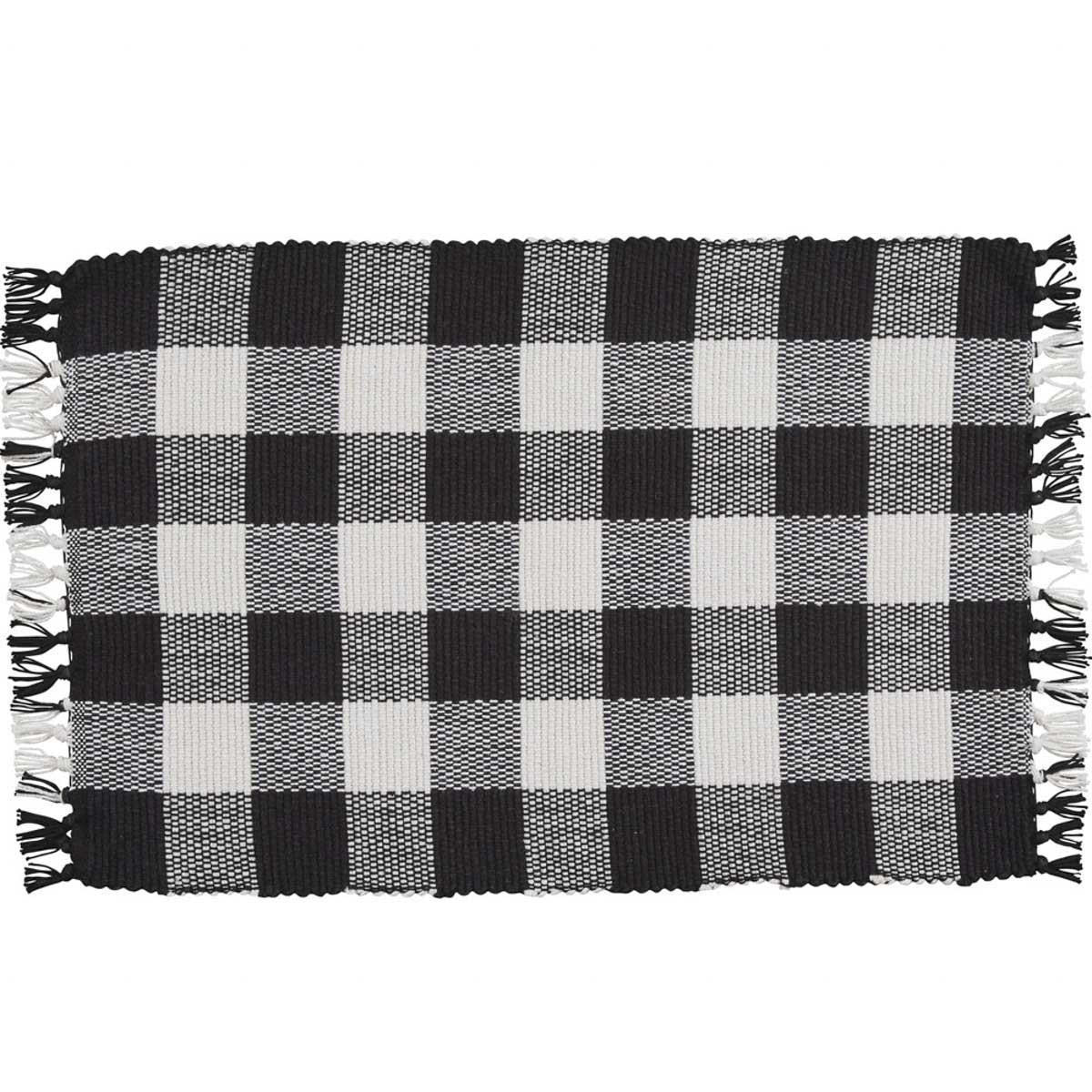 Wicklow Check Yarn Placemat (Black & Cream)