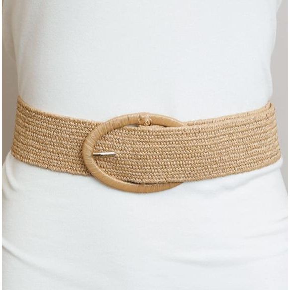 Raffia Oval Buckle Belt
