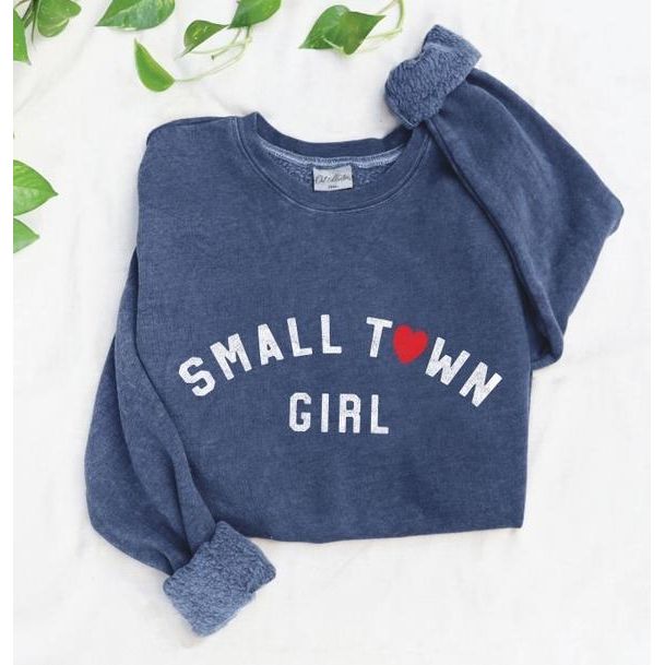 Small Town Girl Mineral Graphic Sweatshirt (Vintage Denim)