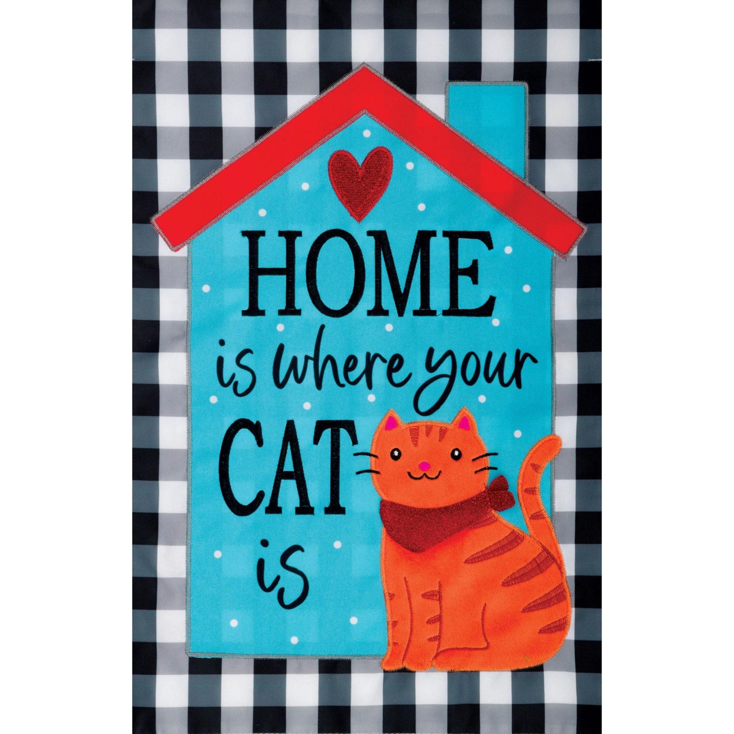 Home Cat Applique Flag
