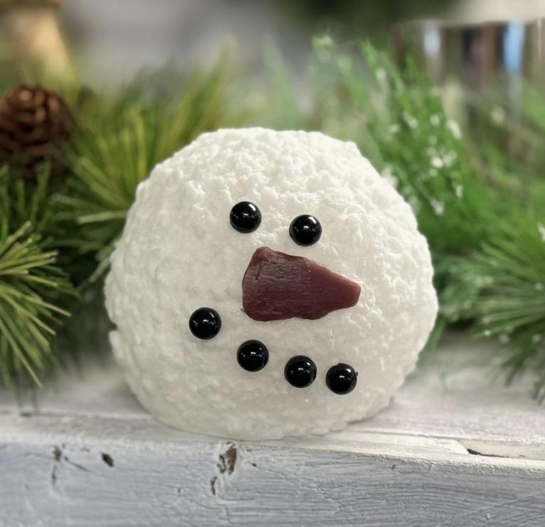 Round Snowman Moving Flame Led Candle