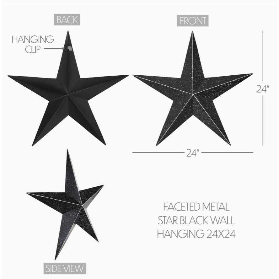 Metal Star Speckled Distressed Black 24x24
