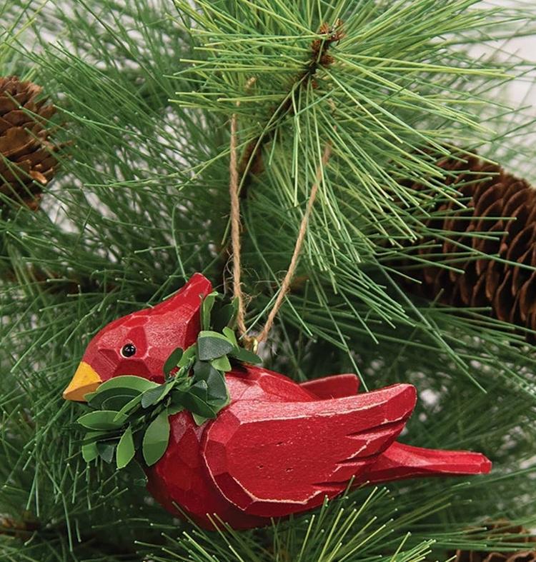 Christmas Cardinal Wood Ornament