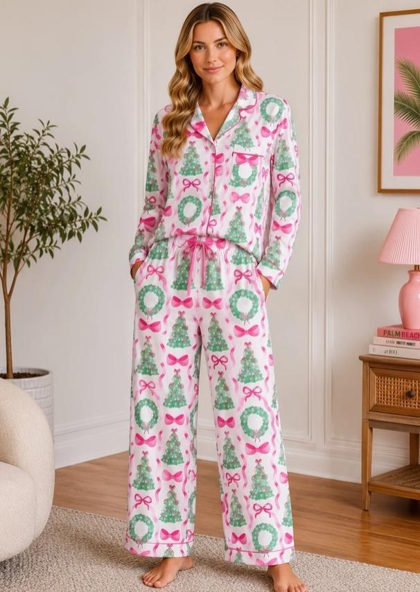 Holiday Collection - Pink Trees Pajama Set