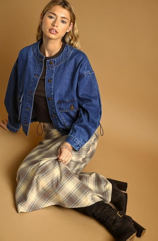 Plaid Patterned Bias Cut Midi Skirt