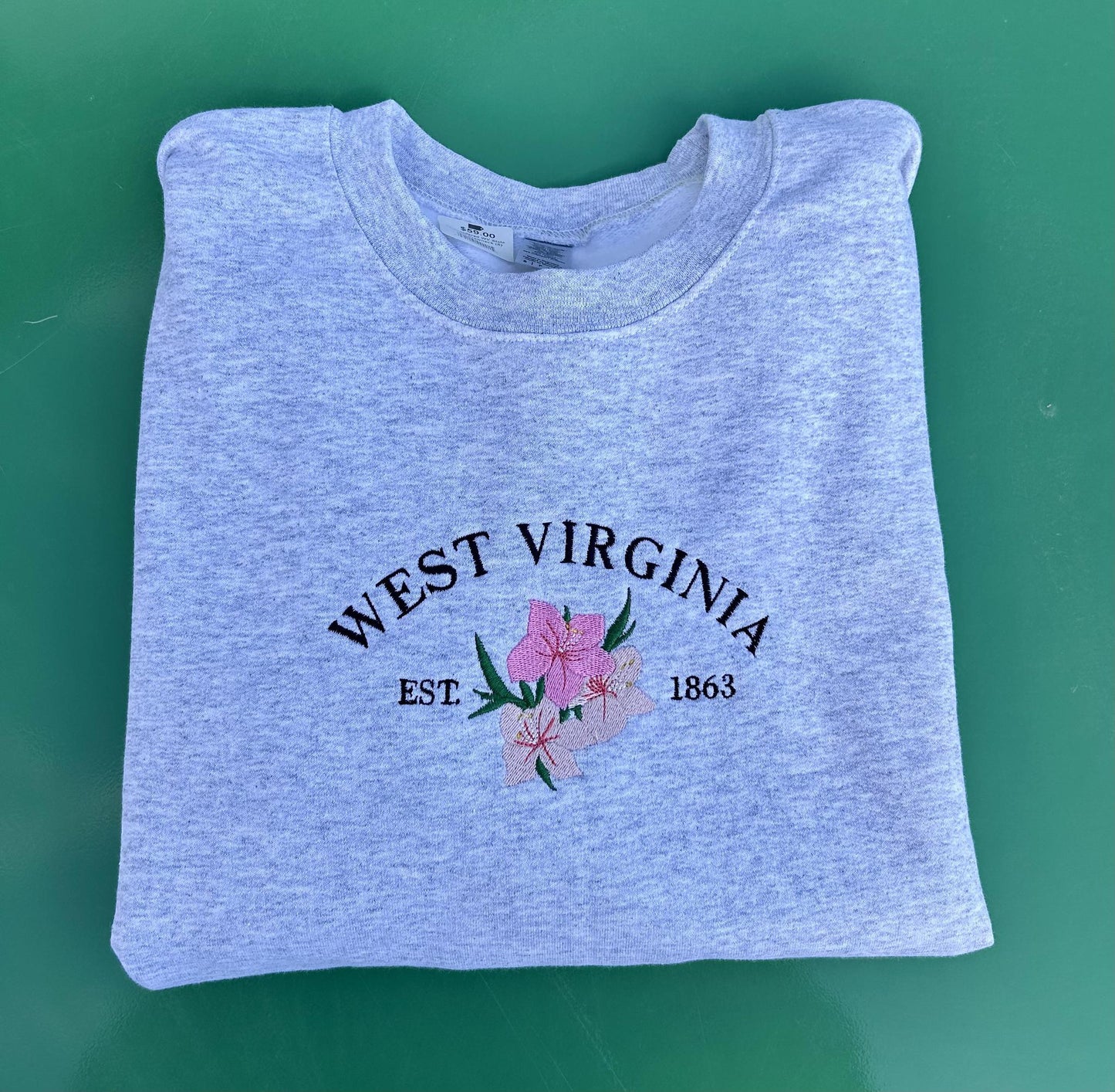 Embroidered West Virginia State Flower Crewneck