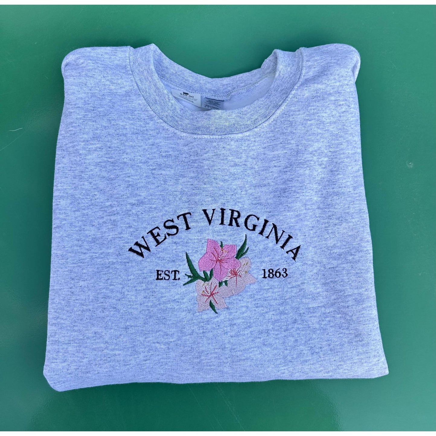 Embroidered West Virginia State Flower Crewneck Sweatshirt