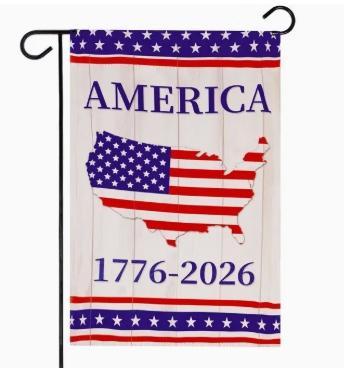 USA 250th Anniversary Rustic Map Garden Flag 12x18 in