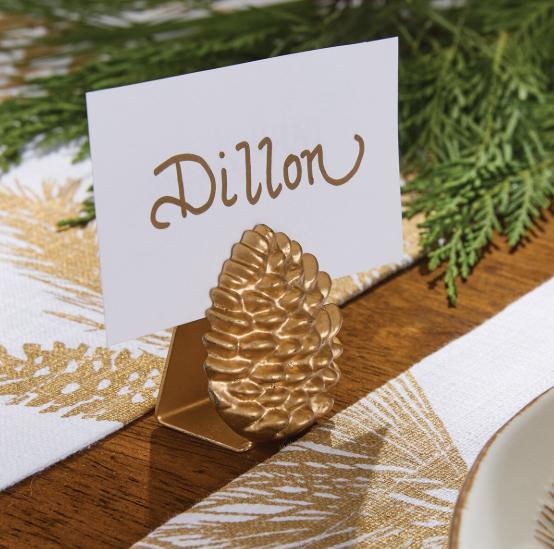 Patricia Heaton Home Pinecone Placecard Holder (Gold)