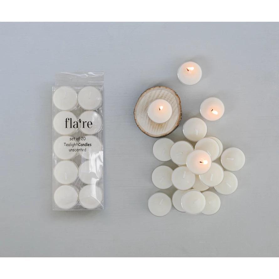 Unscented Tealights, Set of 20 (Cream)