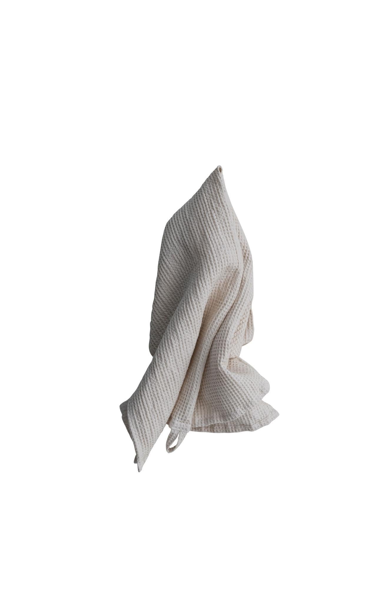 Oversized Woven Linen & Cotton Waffle Tea Towel w/ Loop 36"L x 20"W