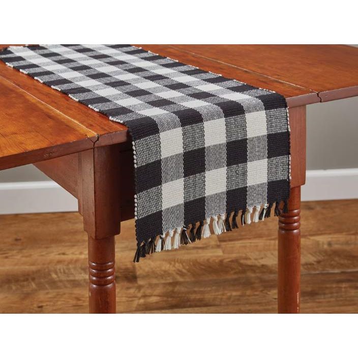Wicklow Check Yarn Table Runner (Black & Cream)