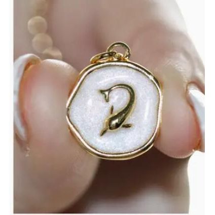 Golden Dolphin ~ White Coin Charm