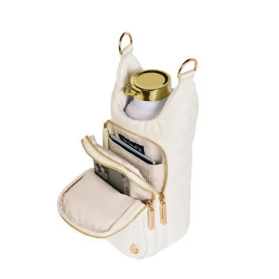 White HydroBag with Pickleball Embroidery and Striped Strap