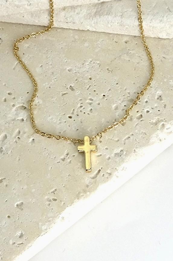 Classic Mini Cross Necklace (Gold)