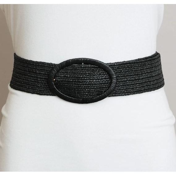 Raffia Oval Buckle Belt