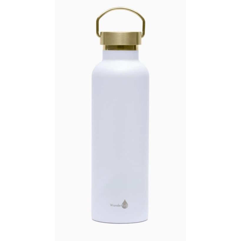 White with Gold Top Insulated Water Bottle- 1000 ml/34 oz