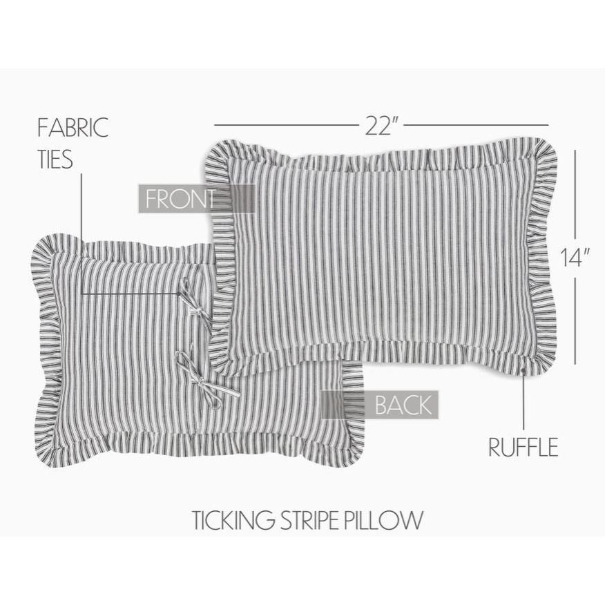 Sawyer Mill Black Ruffled Ticking Stripe Pillow