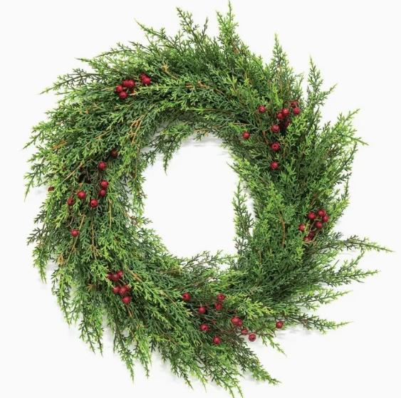 Red Berry & Cedar Wreath, 20"