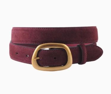 Suede Belt with Organic Shape Buckle | Everyday Accessory (Burgundy)