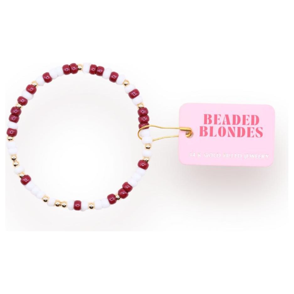 Beaded Blondes Maroon & White Sprinkle Bracelet