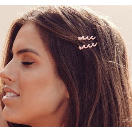 PuraVida Salmon Enamel Wave Hair Barrette 2pk