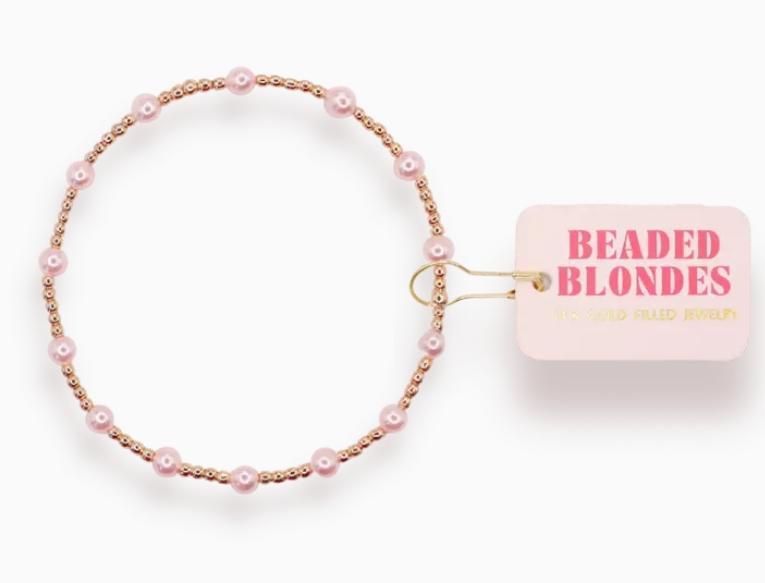 Beaded Blondes Pink June Bracelet in Gold