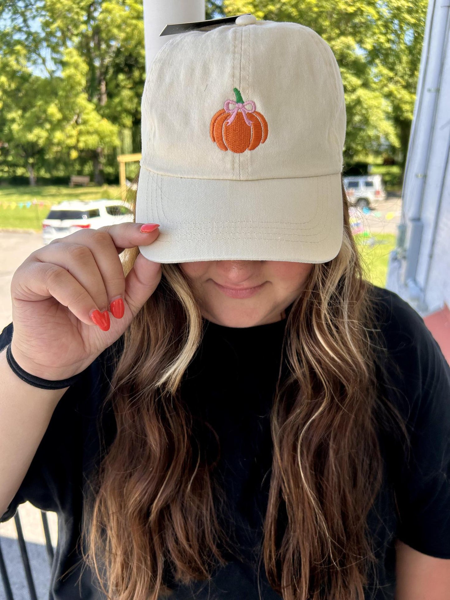 Fall Pumpkin Embroidery Cotton Baseball Cap