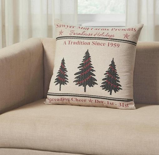 Sawyer Mill Holiday Tree Pillow (18x18)