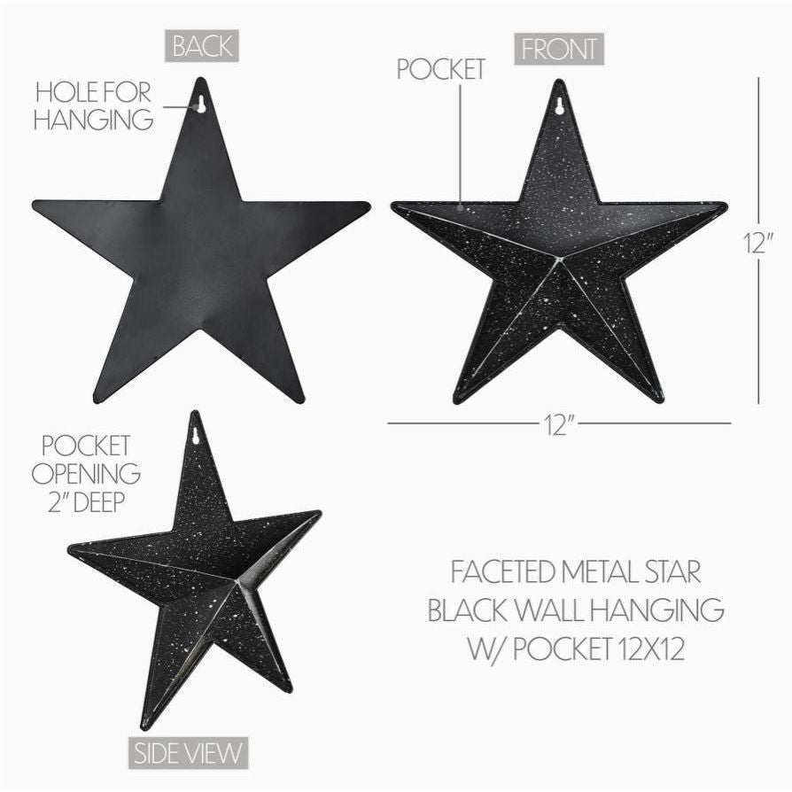 Metal Star Speckled Distressed Black w/ Pocket