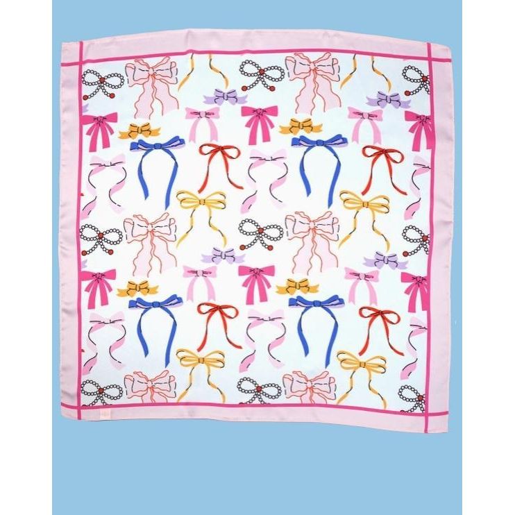 Bow Print Silky Feel Bandana Scarf