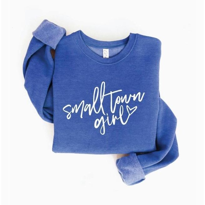 Small Town Girl Graphic Sweatshirt (Heathered Royal)
